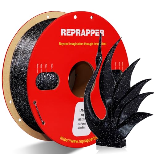 Image of RepRapper PLA Filament 1.75mm Glitter Black - 3D Printer Filament 1kg (2.2lbs) - High Accuracy ±0.03mm, Clog-Free, Tangle-Free for FDM 3D Printers