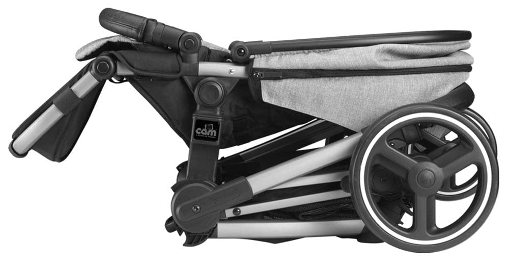 CAM Il Mondo del Bambino - art.914/T933 - Sistema Modulare Next Evo - carrozzina, passeggino, seggiolino auto e borsa - made in Italy - perfetto da 0 a 48 mesi - GRIGIO