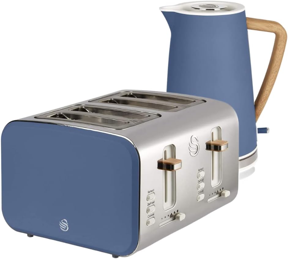 Swan Nordic Blue Kettle and 4 Slice Toaster Bundle UK Plug Amazon.co