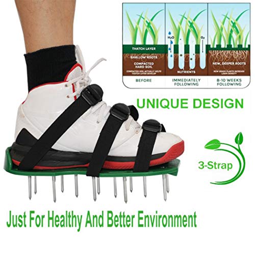 Finerun Lawn Aerator Shoes Spiked Shoes for Soil Secure Strap 26 Spikes Adjustable Straps