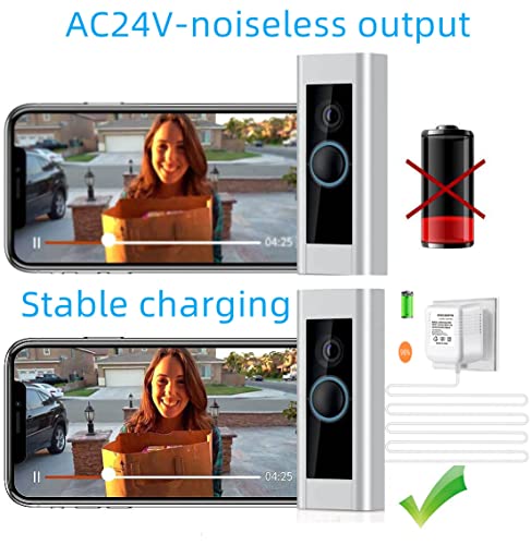 Uause Doorbell Transformer 24V Adapter,C Wire Adapter Thermostat, 16.4Ft(196") Long Power Supply, Compatible With Ring, Nest Hello, Wyze And Eufy Wired Video Doorbells #TOP1