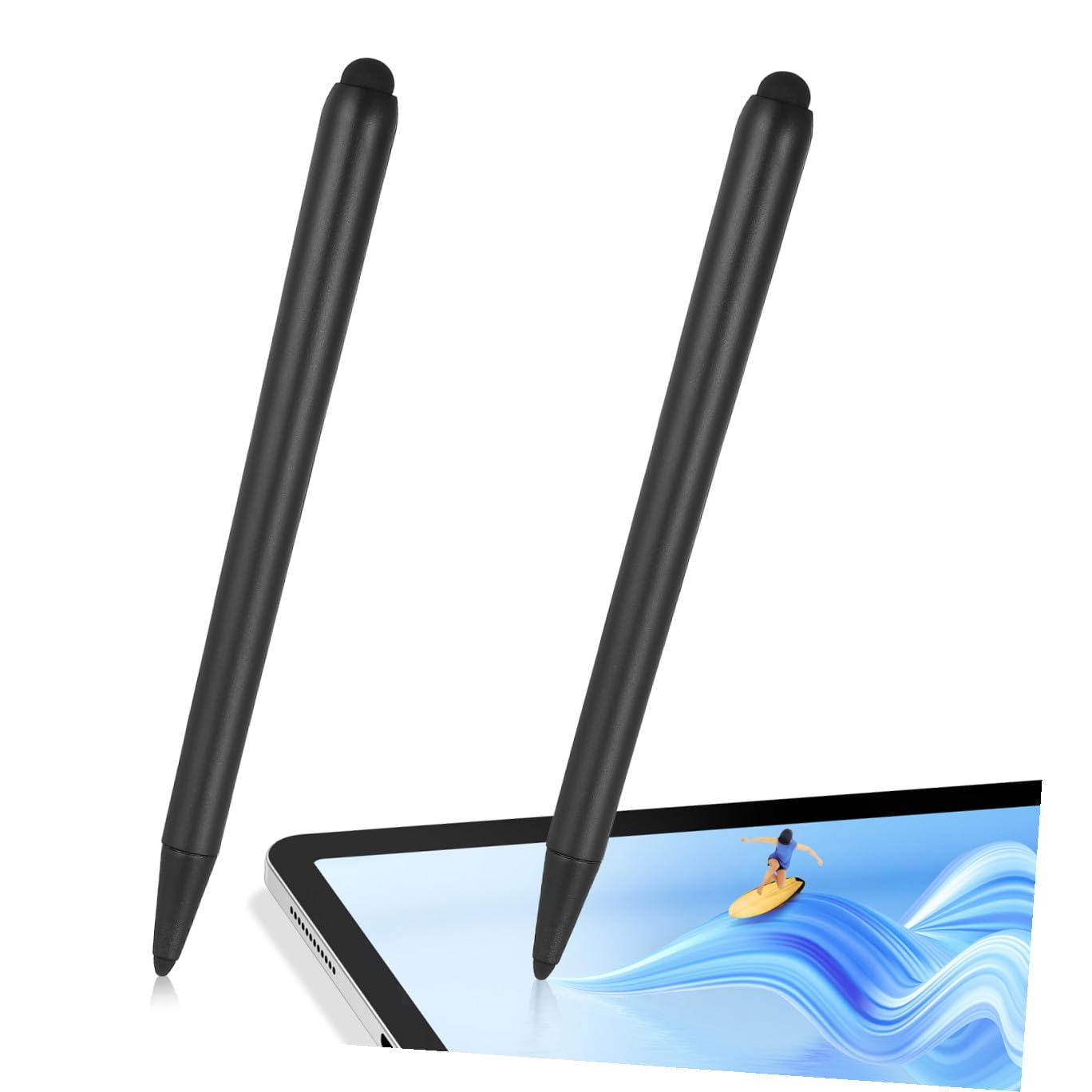 Penna Touch per Schermo, Doppia Punta, ABS Nero, 2 Pezzi