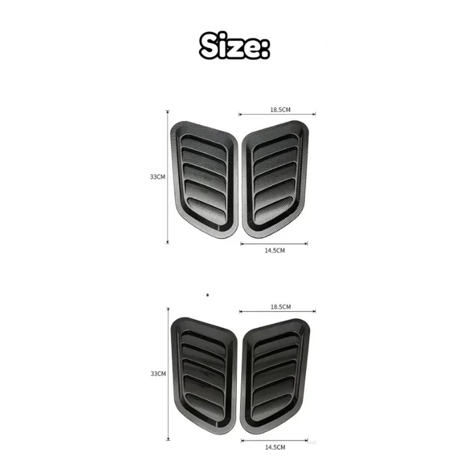 Naklejki dekoracyjne na boczne drzwi 1 para samochodów dekoracyjne komórki przepływu powietrza wlotowy kaptur Scoop Bonnet Vent Cover naklejki uniwersalna dekoracja stylizacja(Carbon Fiber Look)
