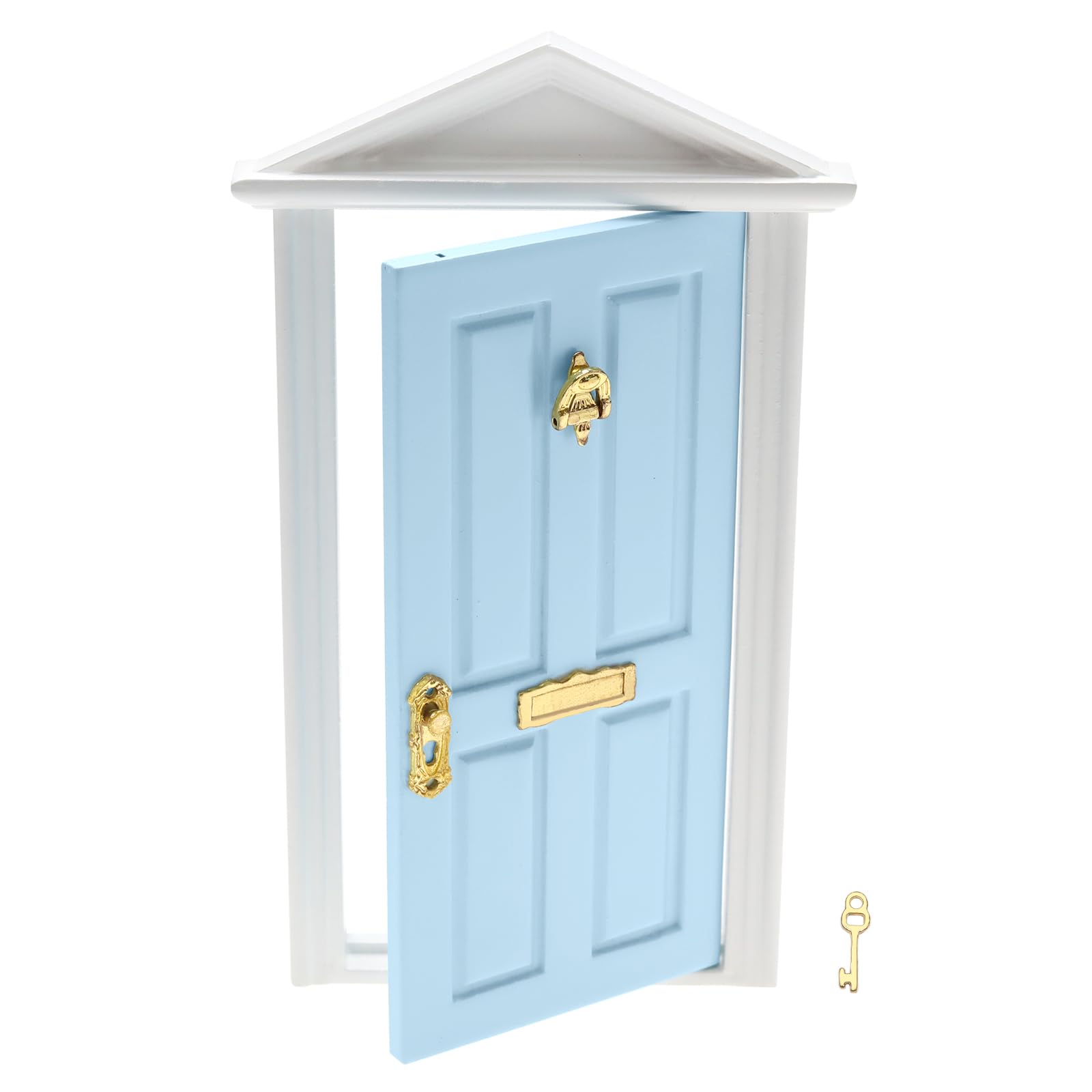 1pc 1: 12 Wooden Doll Door 18x9x1.3cm for Children Gift Decoration Furniture Accessories for Dolls, Blue