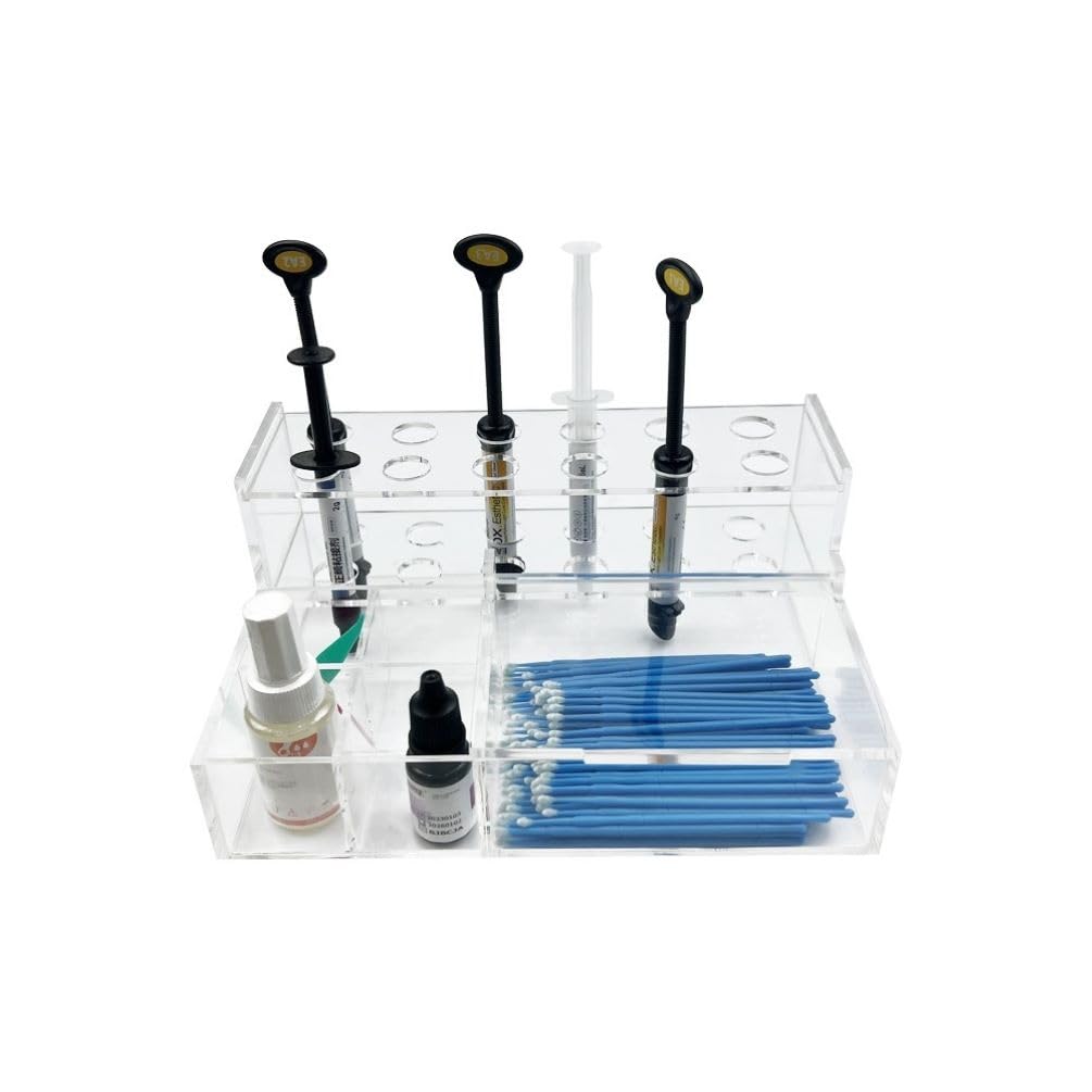 Dental Syringe Acrylic Organizer, Multi-Function Dental Syringe Holder Composite Organizer Transparent Resin Holder for Medical Composite Resin Adhesive Syringes, Resin Placement Rack (Large)