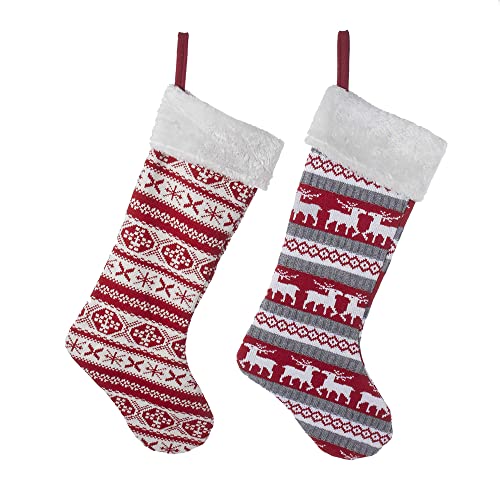 Kurt Adler 22" Red Knit Stocking Set Of 2