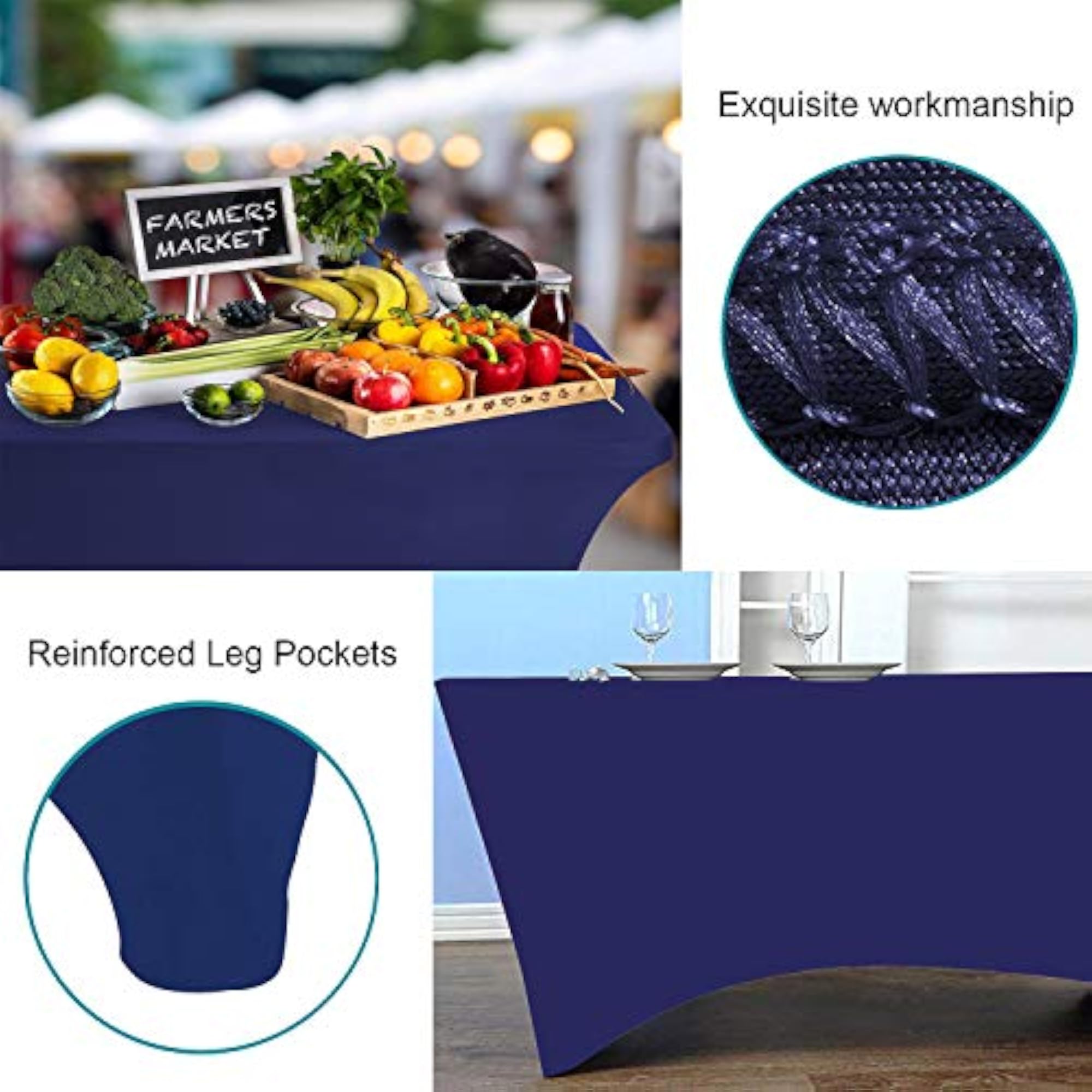 1 Pack 6FT Rectangular Spandex Table Cover for Outdoor Party