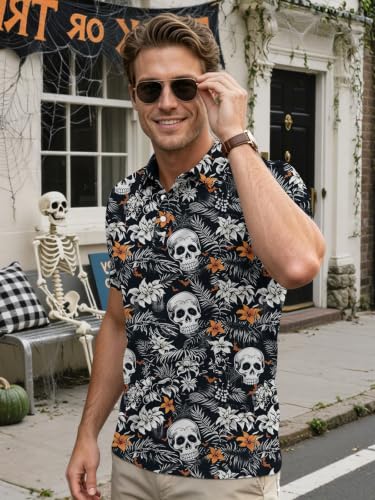 Camisas Halloween para Hombre Polo con diseño divertido de horror hawaiano | Casual, secado rápido, control de humedad, tops para golf miniatura 5