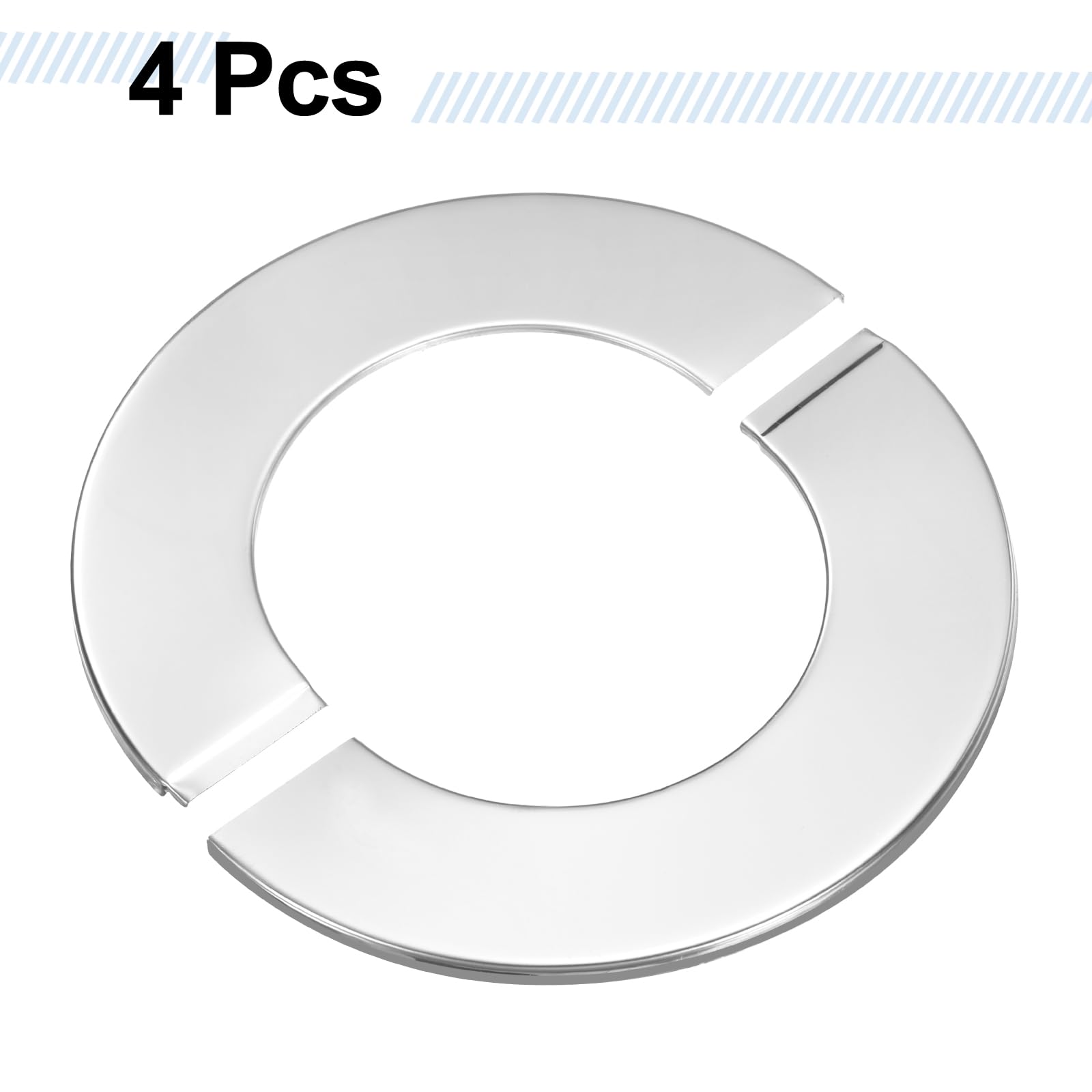 QUARKZMAN 4pcs Flangia Divisibile A Parete 3.19" (81mm) Acciaio Inossidabile Rotondo Autoadesivo Flangia Divisibile Copertura Tubo Clip Collare Scudetto Per Pavimento Soffitto Bagno Toilette