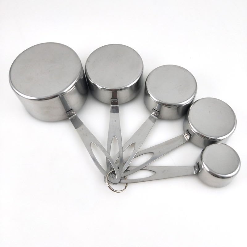 Image of INKULTURE Heavy Duty Stainless Steel Metal Measuring Cup for Dry or Liquid, Fits in Spice Jar, Set of 5