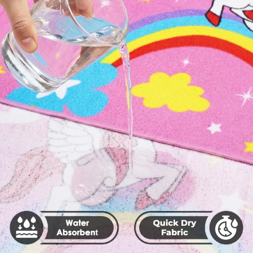 Image of Kids Poncho Towel 120x60 CM, Unicorn Rainbow, Bubblegum Pink