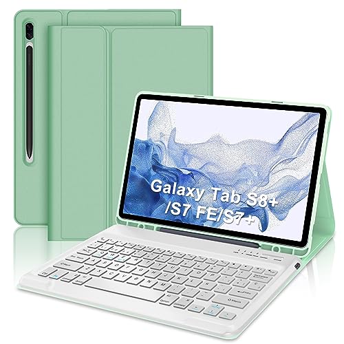 IVEOPPE Funda con Teclado Samsung Galaxy Tab S8 Plus, Teclado Samsung Tab S7 Plus, Teclado Español...