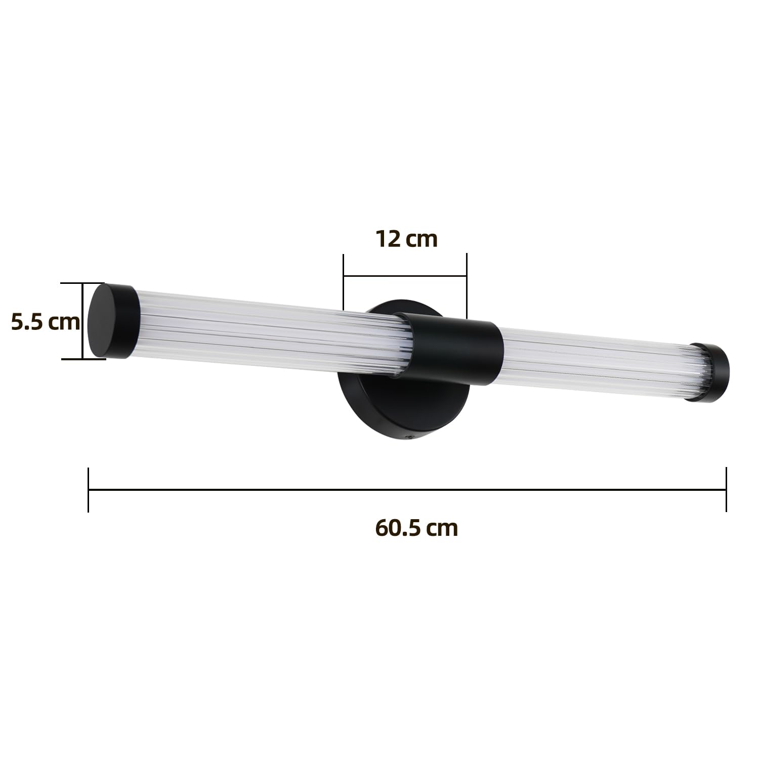 MantoLite Spiegelleuchte Bad Spiegellampe - 60cm Badlampe Wand Mattschwarz | Badlampe Wand IP44 Spiegellampe Badezimmer 360°Modern Innen Wandlampe 12W 3CCT Einstellbar 3CCT Badleuchte Bilderlampe