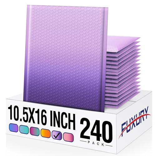 Image of Fuxury 240 Pack Bubble Mailers 10.5x16 inch Gradient Purple Padded Envelopes | Cute Design Large Mailing Envelopes Bubble Cushioning Padded Mailers for Packaging, Small Business #5