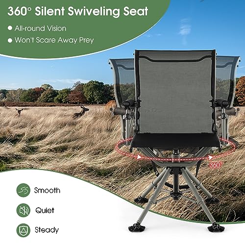 Image of Tangkula 360 Degree Swivel Hunting Chair with 4 Adjustable Aluminum Legs