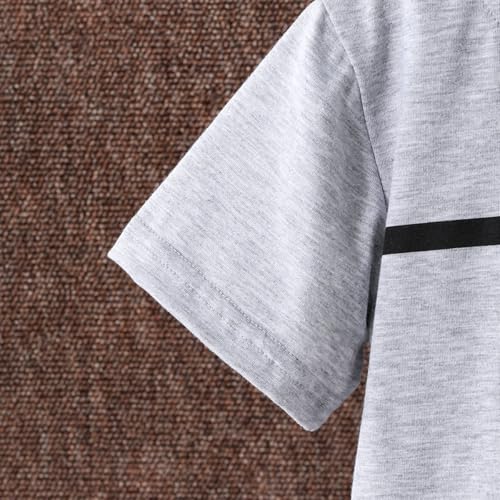 Image of 4-8T Toddler Boys 2-Piece Summer Casual Outfit Striped Print Short Sleeve T-Shirt & Shorts Set
