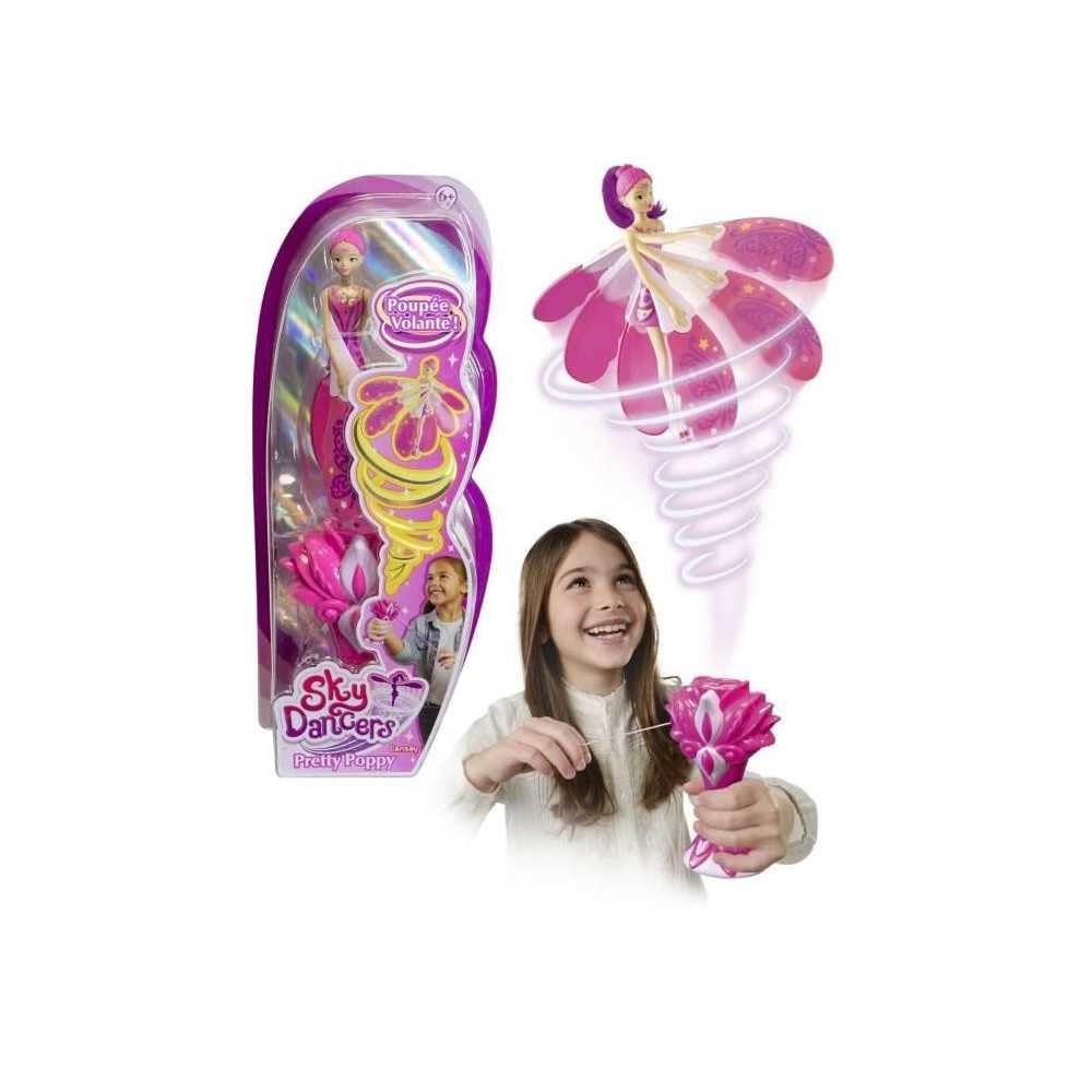 Lansay - SKY DANCERS - Pretty Poppy - Magiczna latająca lalka dla dzieci w wieku od 6 lat - Lalka wróżki 18 cm - Leci z wyrzutnią bez baterii - Zaskocz swoje dzieci - Pomysł na prezent urodzinowy