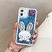 Miagon Coque Liquide Case pour iPhone 6 Plus/6S Plus,Sables Mouvants Glitter Sparkle Floating 3D Diamant Étui Transparent Housse Cover avec Béquille,Lapin Bleu