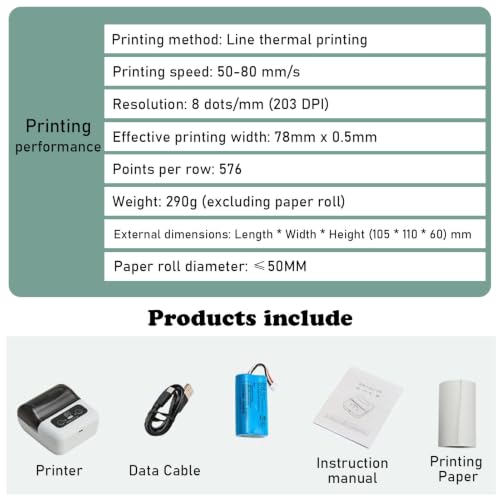 Image of Thermal Receipt Printer, Portable Mobile POS Barcode Bill Printing Device