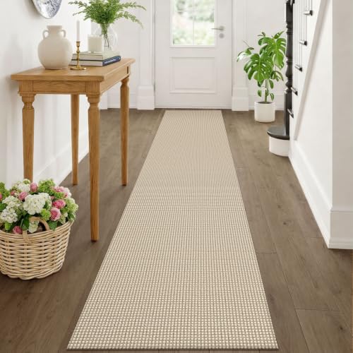 KOZYFLY Runners Rugs for Hallway 2x10, Washable Runner Rug, Woven Non Slip Kitchen Runner, Braided Entryway Rug, Floor Carpet for Entry, Aisle, Hall, Oatmeal Beige