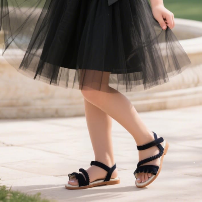 Image of ESTINE Toddler /Little Kid Girls Dress Cross Strappy Open Toe Sandals Princess Flats Summer Flower Girl Shoes