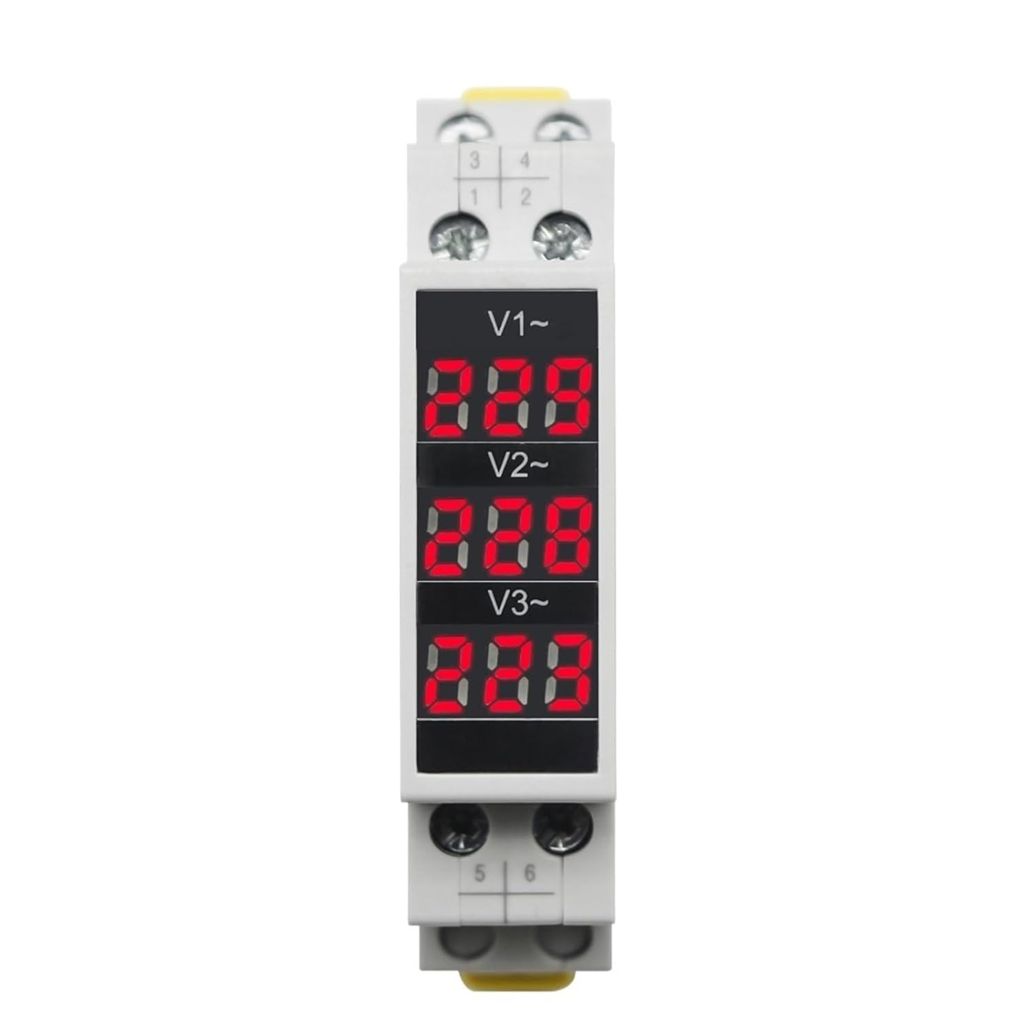 Din Rail Mount Three Phase Ac 80-500V Mini Modular Volt Voltage Meter Voltmeter Gauge Indicator BV-3R LED Digital Display