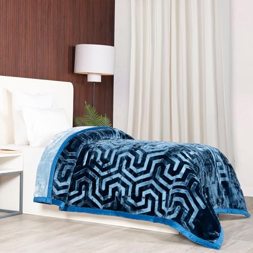 Image of MYTRIDENT Classic Style Me Solid Single Mink Blanket, 4kg, 100% Polyster, Celeste