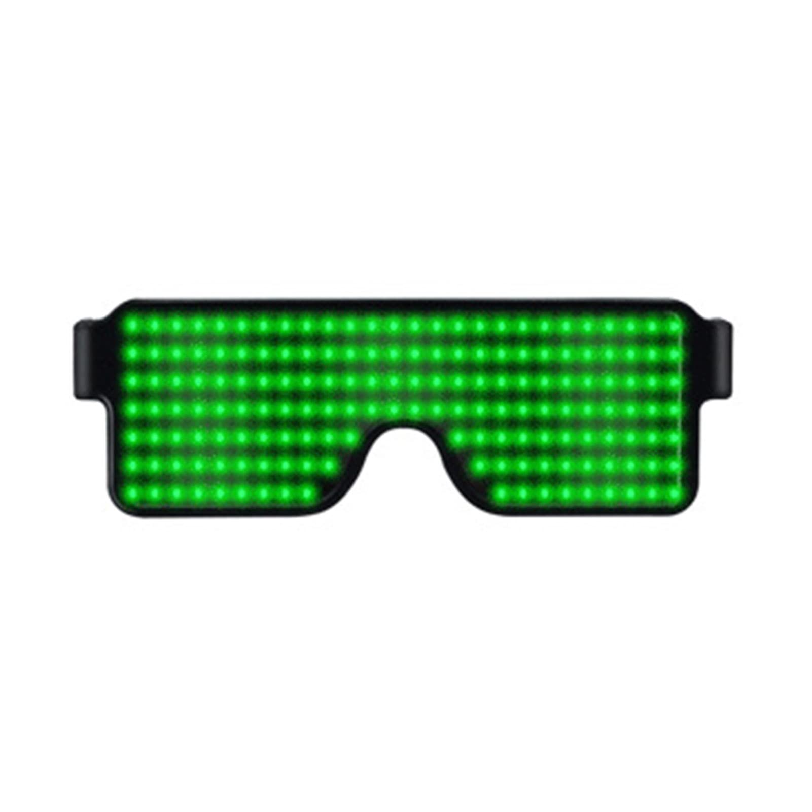 USB Chargeable LED Light Glasses Smart Glasses Fashionable Luminous Eyeglasses Glowing Glasses for Daily Decoration Bar Club KTV Party Costumes Green