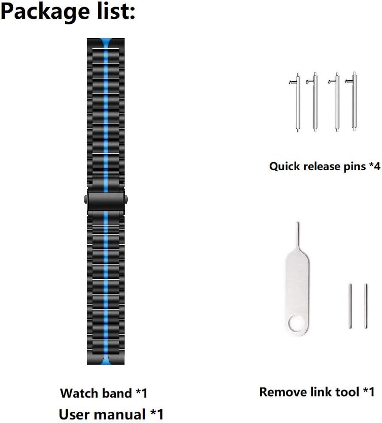 Blасk Frіdау Sаlе 2022 RABUZI Compatible for Samsung Galaxy Watch 3 45mm/46mm Band,22mm Enamel Process Stainless Steel Metal Quick Release Replacement Strap Compatible Samsung Gear S3 Frontier/Classic Smartwatch,Black+Blue