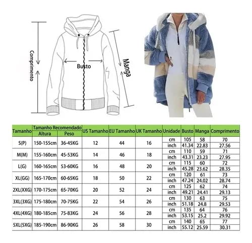 Casaco de pelúcia feminino com capuz Colorblock solto zíper quente à prova de vento e resistente ao