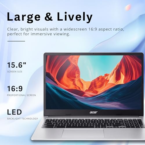 Image of acer Chromebook 315 15.6 inch FHD Laptop, 4GB LPDDR4 RAM, 1TB Storage(64GB eMMC & 1TB Docking Station Set), Intel Celeron N4500, Intel UHD Graphics, Numeric Keypad, HD Webcam, Silver, Chrome OS
