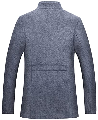 Image of WULFUL Men's Wool Blend Winter Coat Slim Fit Short Trenchcoat Warm Business Jacket with Detachable Soft Wool Scarf