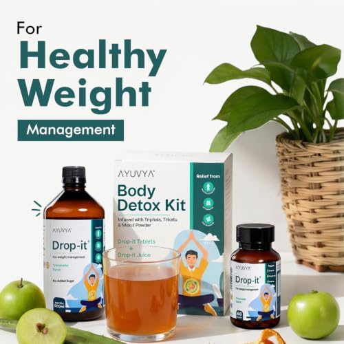 Image of Ayuvya Drop-it Detox Kit | Ayurvedic Detox for Weight Management| Helps Reduce Excess Weight Naturally | Helps Control Cravings & Overeating | 1 Month Pack
