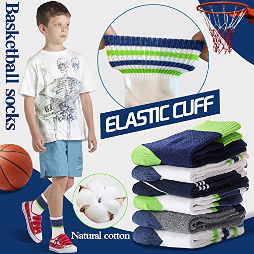 Image of Welwoos 6 Pairs Kids Boys Girls Socks Athletic Basketball Youth Sport Crew Cotton Breathable Soft Socks