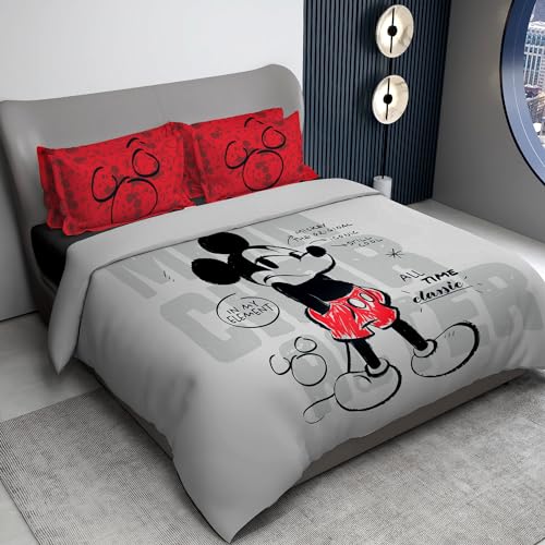 Image of Sassoon Disney Mickey Mouse Classic Digital Printed 100% Cotton Bedsheet with 2 Pillow Covers in 300TC