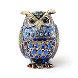 znewlook Barn Owl Figurine Keepsake Box Crystals Hinged Trinket Pill Box