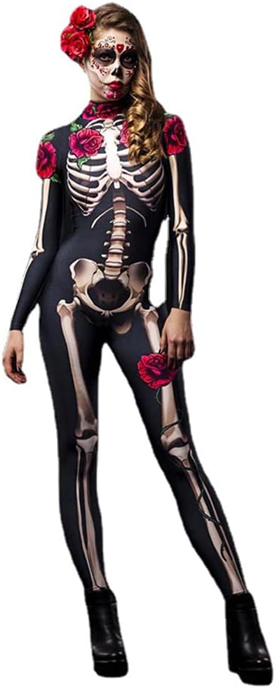 Aliang 親子ハロウィンコスチューム3dスケルトンプリントコスプレワンピースキャットスーツシンプルで快適な雰囲気ハロウィンカーニバル衣装シャム 絶品