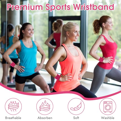 Image of 8 Pack Wrist Sweat Bands for Men Women, Absorbent Sports Wristband