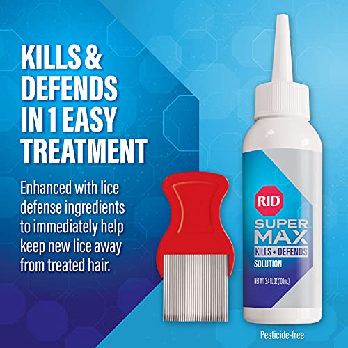 Rid Super Max 4-In-1 Lice Removal Treatment Kit, Kills Super Lice & Eggs + Immediate Lice Defense, Pesticide-Free, Includes Nit Removal Comb #TOP4
