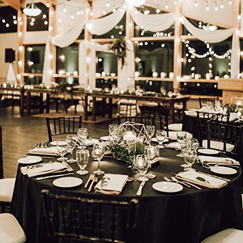Mtreo 5 Pack Round Tablecloth 90 Inch Polyester Round Table Cloths Black Wrinkle Resistant Washable Polyester Table Cloth Decorative Fabric Table Cover For Wedding Party Restaurant Buffet Table #TOP5