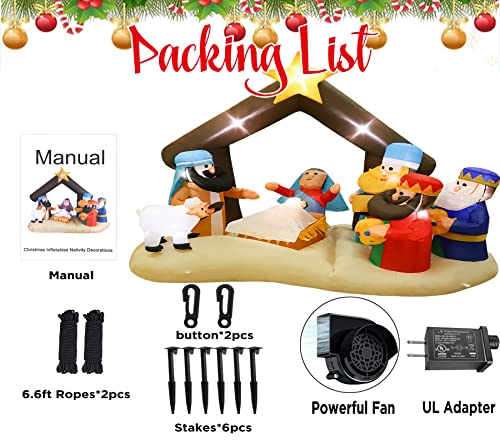 Inflatables Nativity Scene Outdoor Decorations 6.8Ft, Christmas Blow Up Yard Decorations Nativity Sets With 10 Leds,Larger Inflatable Baby Jesus In Manger Outdoor For Garden Lawn Patio Decorations #TOP5