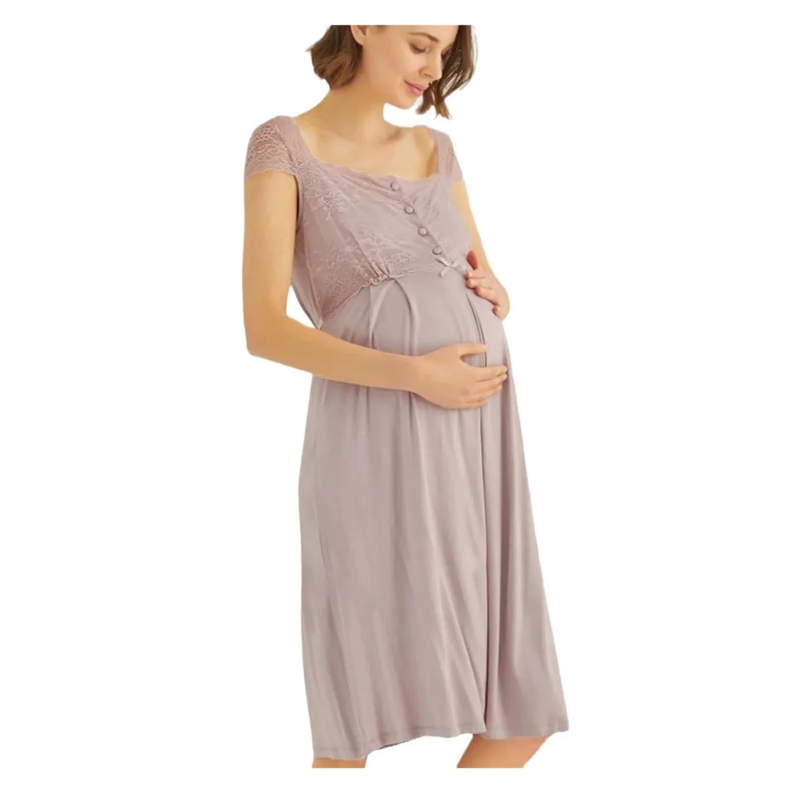 Camicia da Notte Donna Camicia da Notte Premaman, Abito da Allattamento Post-Parto for Gravidanza, Parto, Pigiama Estivo