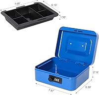 Vista 5 de Caja de dinero pequeña con cerradura de combinación, caja de dinero de metal para efectivo, caja de bloqueo Lovndi con bandeja de dinero, 7.87 x 6.3