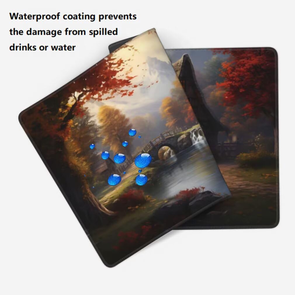 Tappetino Mouse Paesaggio da Favola, Mouse Pad XXL 1000 x 500 x 3 mm, Fiume Nella Foresta Tappetino Gaming Grande Sottomano Scrivania, Impermeabile Mousepad con Base in Gomma Antiscivolo -MP863