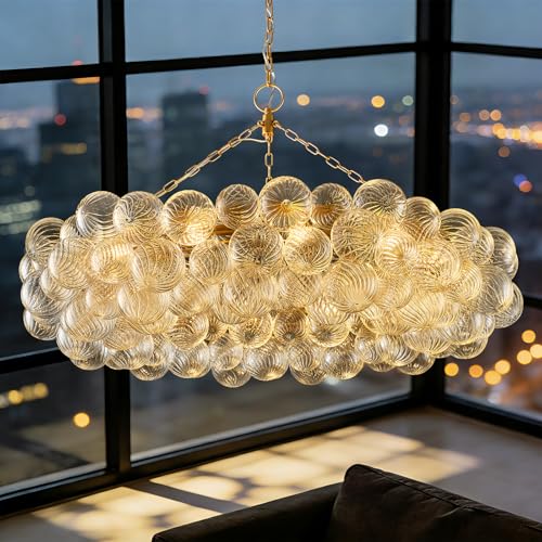 SENPUST 50’’ Bubble Luxury Gold Chandelier, with 12 Lights, Modern