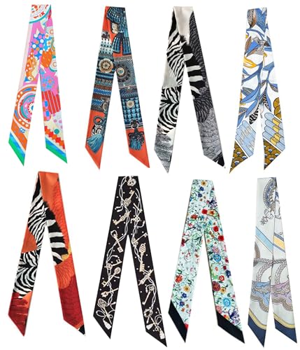 8 Pack Scarf Bags for Women Hairband Handbag Neck Scarves Fashion Gifts