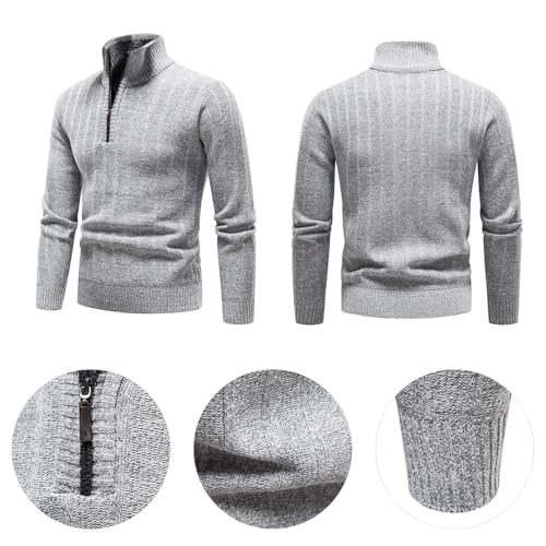 Men's Quarter Zip Polo Sweater, Casual Slim Warm Pullover Sweater, Bottom Knit Long Sleeve Sweater for Fall Winter Spring4