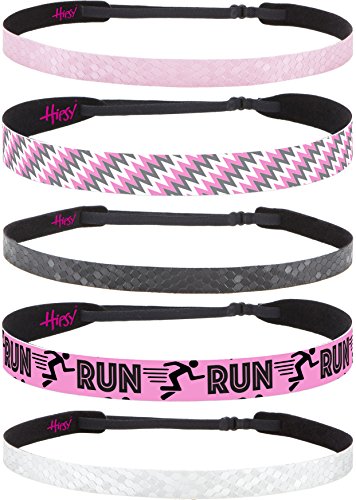 Hipsy Women's Adjustable No Slip Running Headbands (Light Pink & Black 5Pk) #TOP19
