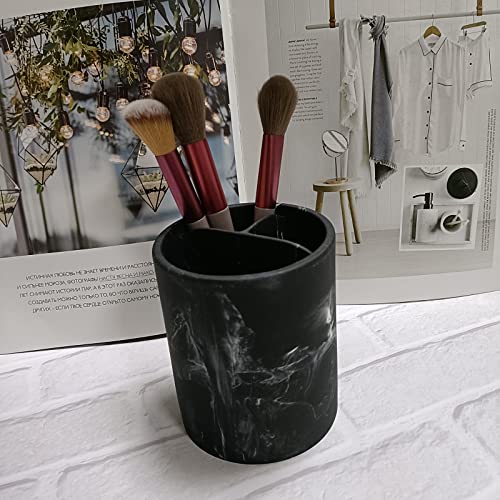 Toothbrush Holder Bathroom Electric Toothbrush And Toothpaste Holder Makeup Brushes Razors Holder Stand With 3 Slots For Bathroom Countertop Cup Organizer,Black Marble Pattern #TOP6