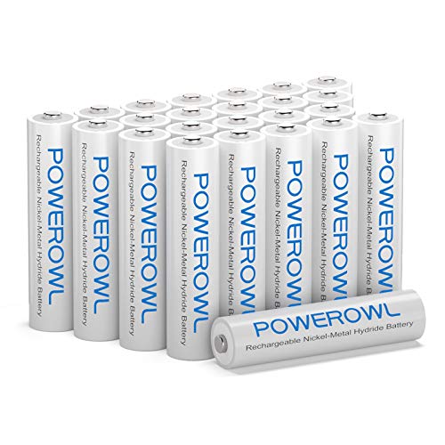 Powerowl AAA-batterijen, oplaadbare batterijen, 1000 mAh, 1,2 V, Ni-Mh, 1200 cycli, lage zelfontlading, batterij met milieuvriendelijke verpakking 24 AAA